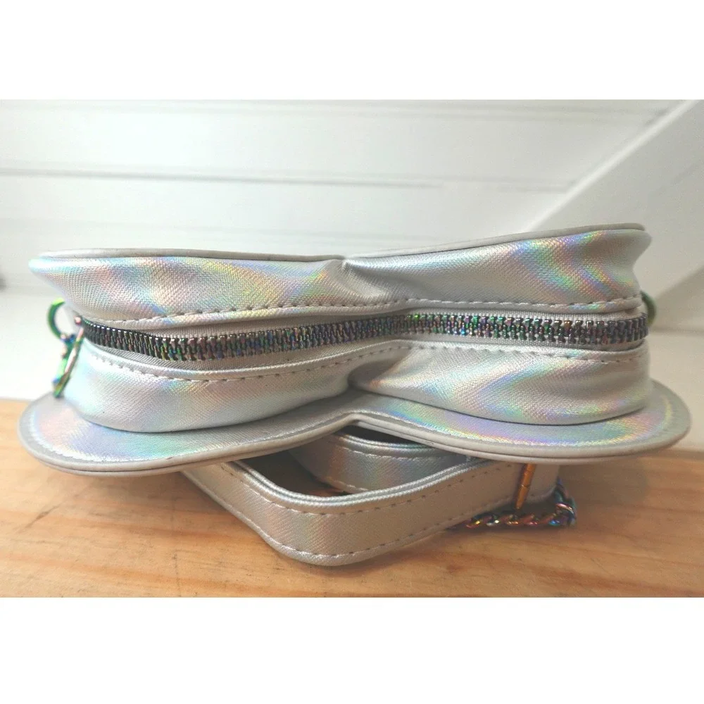 Monster High Heart Crossbody Purse Silver Metallic Costume‎ Chain Adjustable Bag